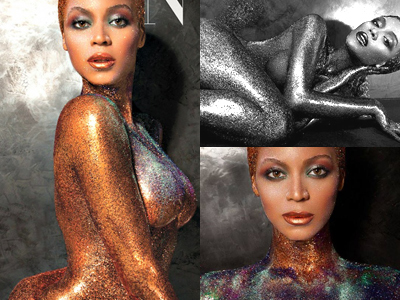 HOT Naked Beyonce Wears Gold Paint