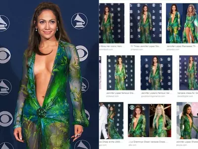 Jennifer Lopez green Versace dress