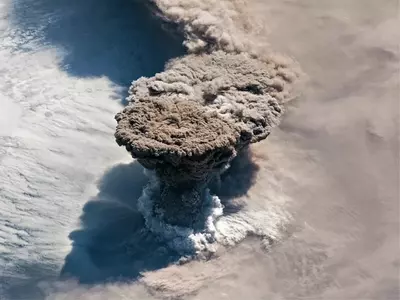 volcano eruption space