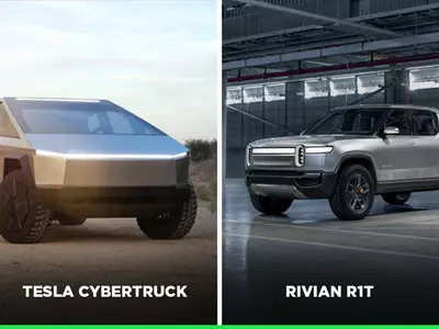 Tesla Cybertruck, Tesla Electric Pickup Truck, Rivian R1T, Tesla Cybertruck vs Rivian R1T, Rivian R1