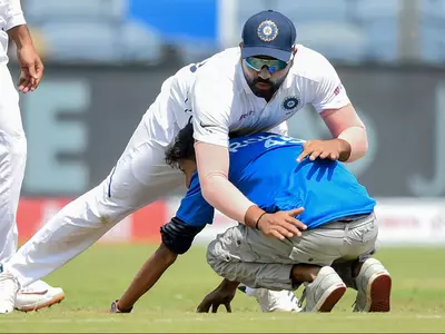Rohit Sharma Loses Balance After Fan Tries To Touch His Feet
