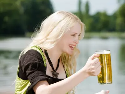 girl having beer
