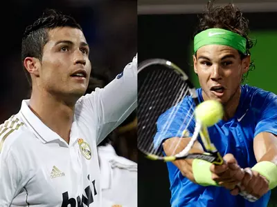 Nadal takes on Ronaldo in tennis match