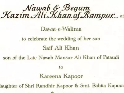 Saif-Kareena's reception card
