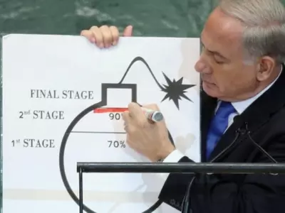 Benjamin Netanyahu cartoon bomb