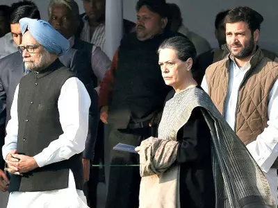 Prime Minister Manmohan Singh, Sonia Gandhi, Rahul Gandhi