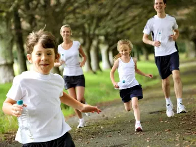 Kids Jogging in Park