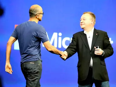Microsoft CEO Satya Nadella, Nokia VP Stephen Elop