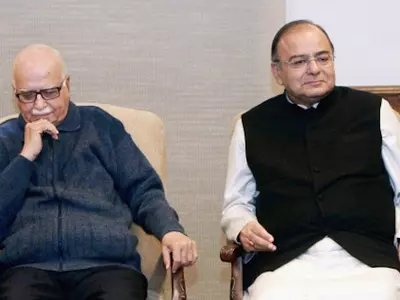 BJP leaders L K Advani and Arun Jaitley during a BJP Parliamentary Party Executive meeting in New Delhi
