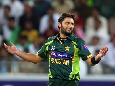 Afridi was hit near the jaw when trying to paddle sweep pacer Junaid Khan. The ball flew off the edge of the bat and hit his helmet's visor which struck the jaw. Afridi was seen walking around with a big bruise on the right side of his face.