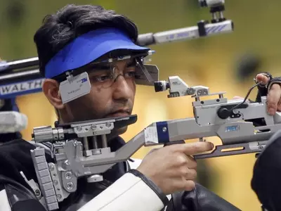 Beijing Olympics gold medallist Bindra was in roaring form as he clinched the yellow metal in the Air Pistol event on Saturday.