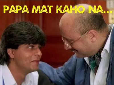 Shah Rukh Khan and Anupam Kher in Dilwale Dulhania Le Jayenge