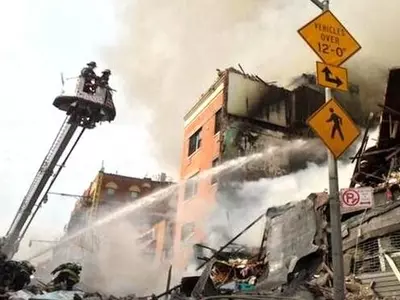 New York Building Explodes, Collapses