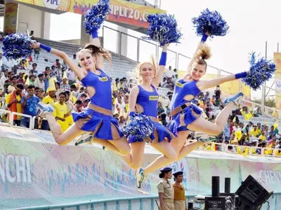 The cheerleaders, who were preparing to celebrate Dhoni's winning runs, ran to safer confines inside the stadium after the 'missiles' were thrown.