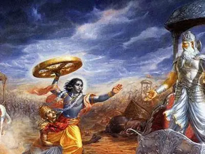 Lord Krishna with a wheel