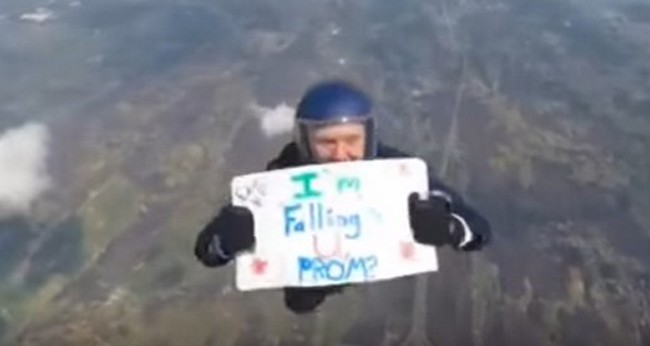 Taking Proposals To The Next Level, This Guy Jumps Out Of A Plane To