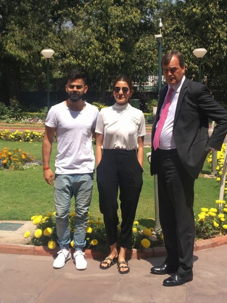 A picture of Virat Kohli and Anushka Sharma at British High Commission in New Delhi. 
