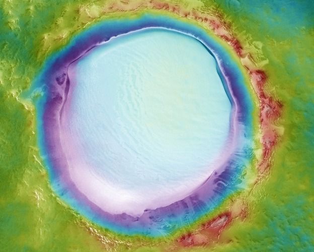 Ice On Mars Check Out These Stunning Photos Of A Crater Full Of Ice