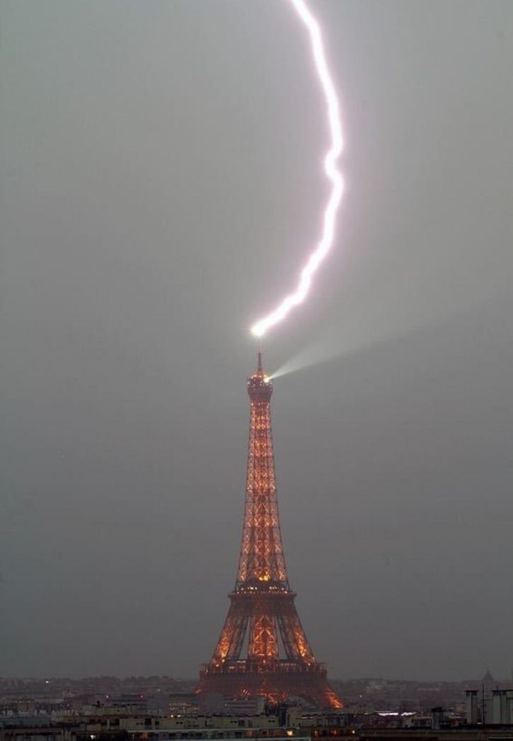 Eiffel Tower Gets Hit By Lightning After Savage Storms Take Over Paris