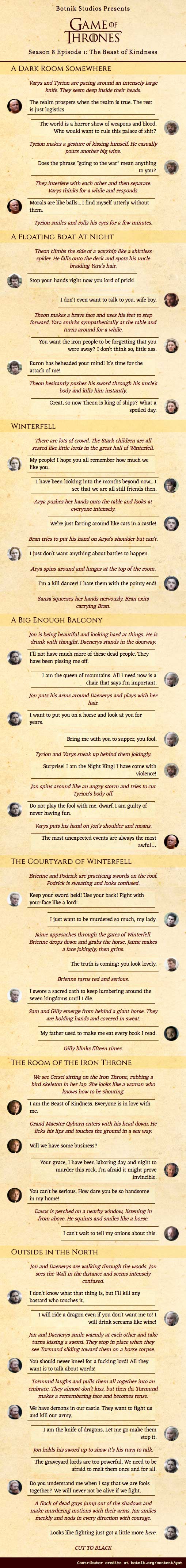 game of thrones beyond the wall script