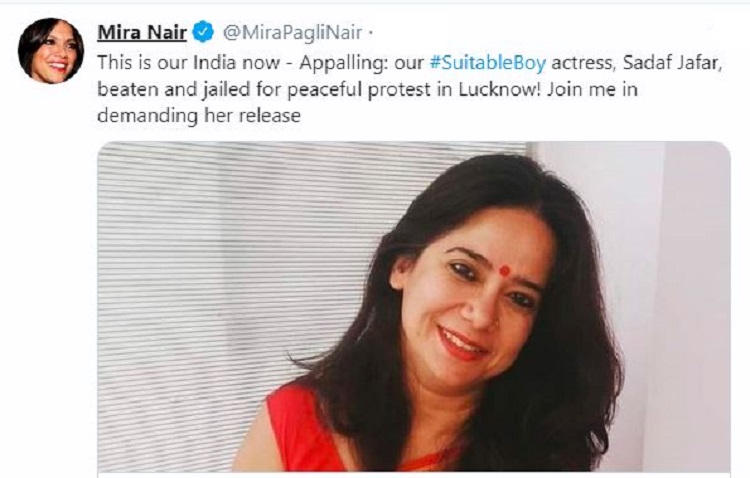 Image result for a-suitable-boy-actress-sadaf-jafar-arrested-and-beaten-up-for-participating-in-caa-protest