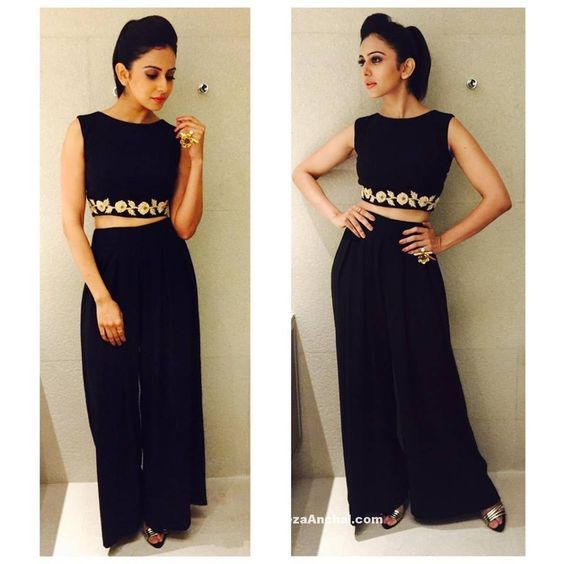 black palazzo pants myntra