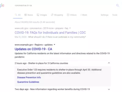 Google Search COVID 19 Announcement