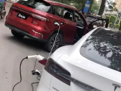 Tesla Model S charging via BYD Song 