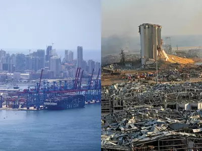 These Before & After Images Show The Trail Of Destruction Left Behind By The Explosion In Beirut