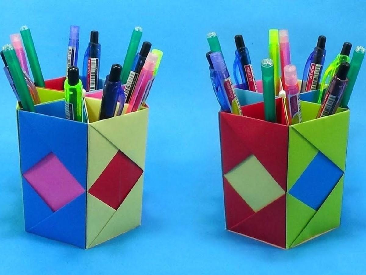 origami pen stand