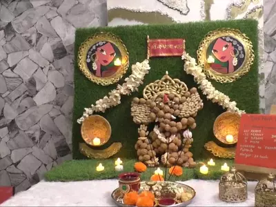 ganesha idol made with dry fruits