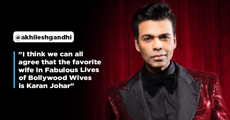 Karan Johar Hits Back At A Troll Who Called Him Favourite Wife In