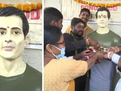 People Are Worshipping Sonu Sood Literally! Villagers Dedicate Temple To Him, Perform His Aarti