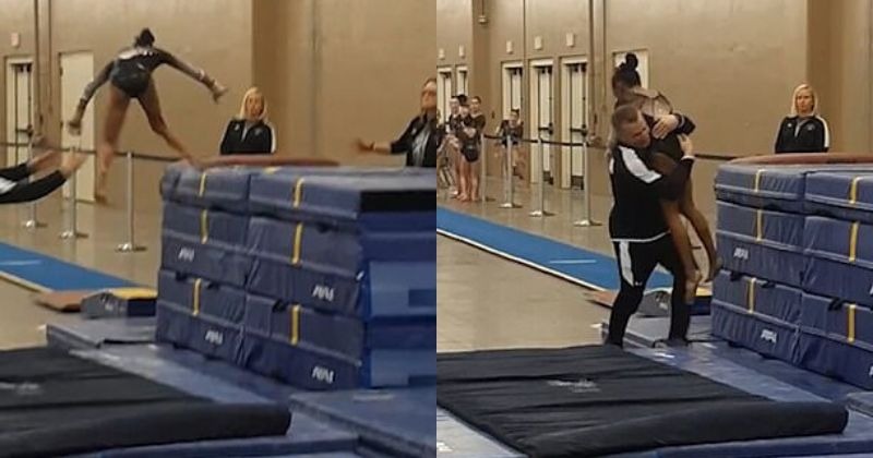 Coach Saves Gymnast From Serious Injury