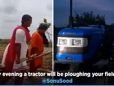 Moved By Tomato Farmer's Plight Who Was Ploughing With Daughters, Sonu Sood Gifts Him Tractor