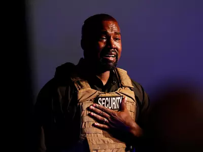 Kanye West cries at his presidential rally.