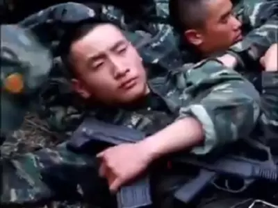 chinese soldier sleeping video