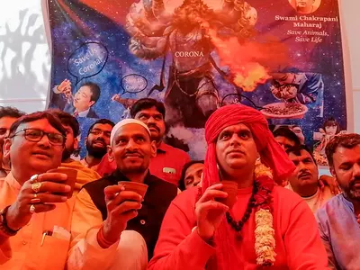 Inside Desi Party In Delhi, Swamis Take Shots Of Gaumutra To Ward Off Coronavirus