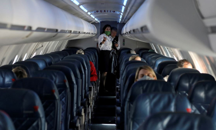 Social distancing inside the flight