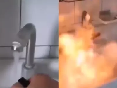 Tap water on fire