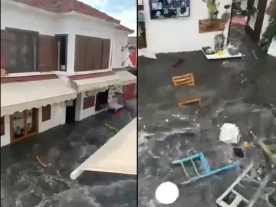 Turkey Greece Street Flooded