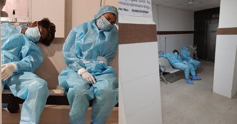 Picture Of Exhausted Nurses After Hectic Shift At Odisha COVID-19 Ward