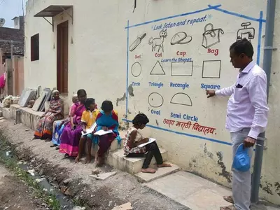 Maharashtra school village paints walls 