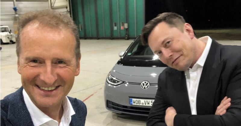 Elon Musk Test Drives VW ID.3 Electric Car With Volkswagen CEO