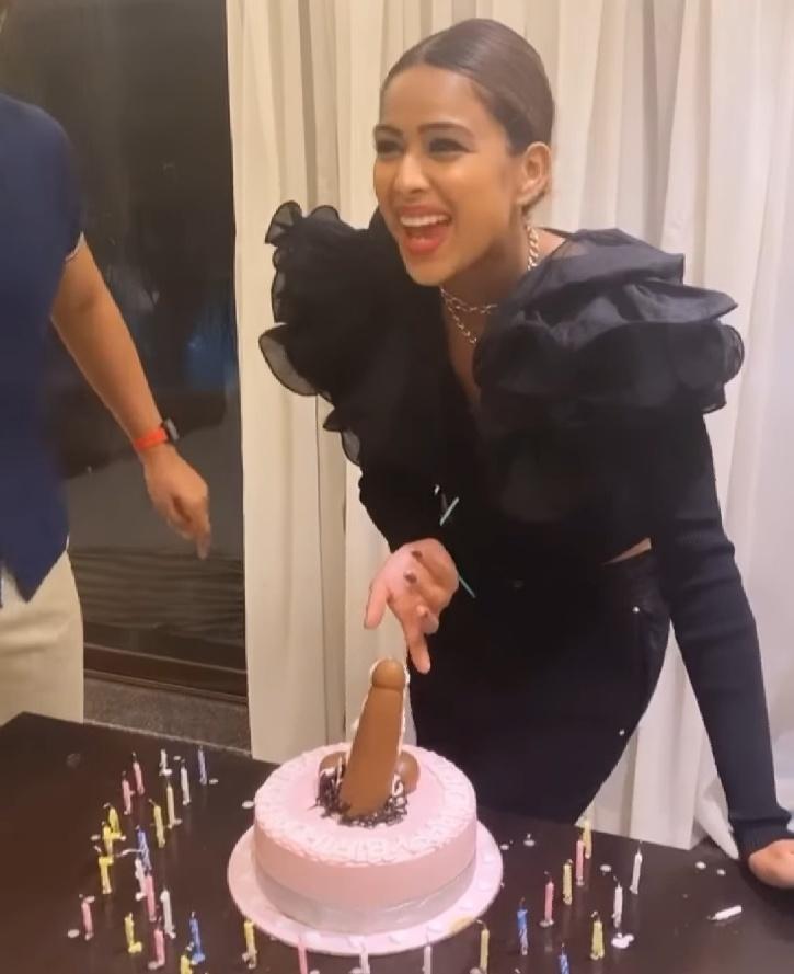Nia Sharma gets trolled for her dick shaped birthday cake.