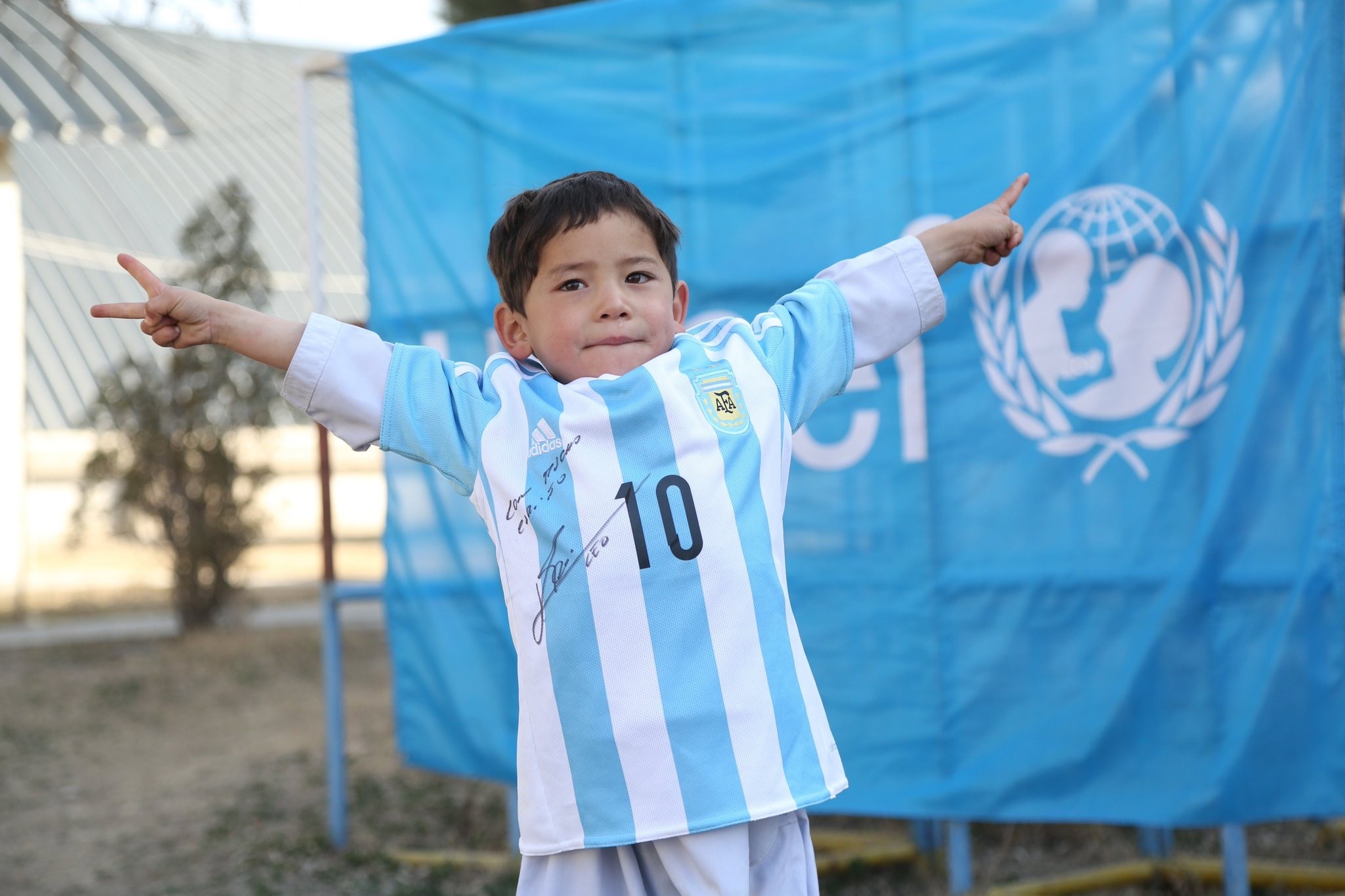 2021 Kids adidas Lionel Messi Argentina Home Jersey