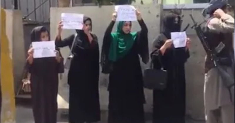 Taliban Fighters Watch As Afghan Women Protest For Rights In Kabul 3222