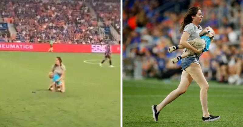 Mom rescues 2-yr-old who ran onto field at pro soccer game - Upworthy