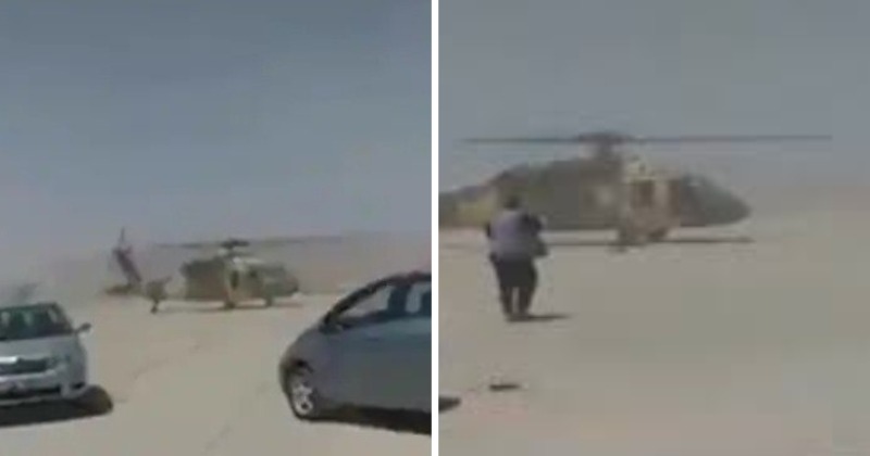 Taliban testing a captured Afghan UH-60 helicopter on runway