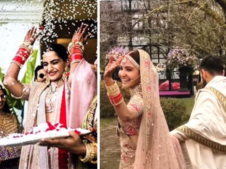 celebriteis who broke wedding stereotypes Anushka Shamra and Sonam Kapoor smiling at their Bidaai.